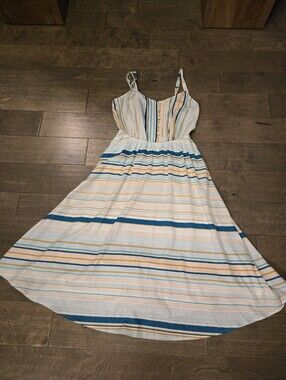 Size Medium Lauren Conrad Striped Summer Spaghetti Strap Dress, Like New